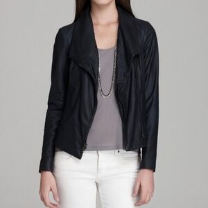 Black Vince Paper Leather Scuba Jacket Size M